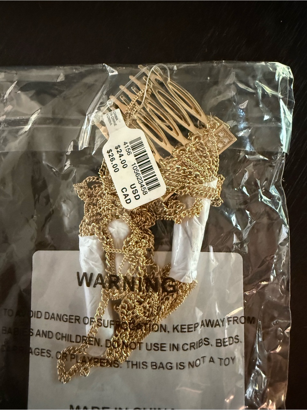 Anthropologie Gold Chain Hair Comb
